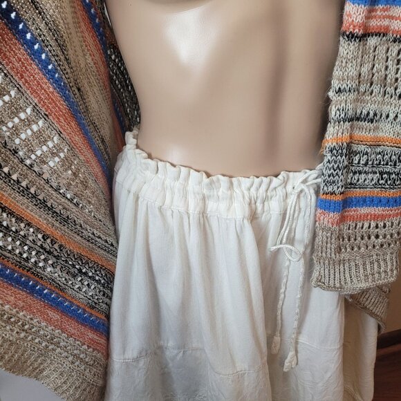 L'POGEE Boho Asymmetrical White Skirt Eyelet Detail & Crochet Layers Drawstring - Picture 6 of 16